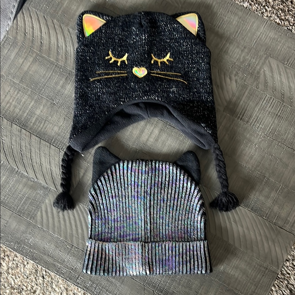 Kids Black and Gold Cat Hat & Black and Silver Cat Hat- Selling As Set
